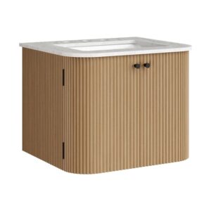 Zia 24" Wall-Mount Bathroom Vanity with Marble Sink in Natural by Modway