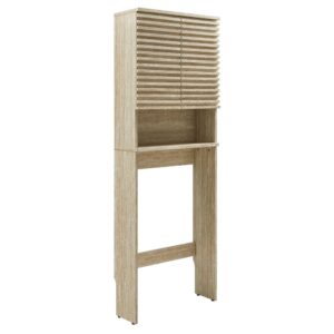 Render Over the Toilet Faux Travertine Bathroom Storage Cabinet in Travertine by Modway