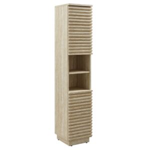 Render Tall Narrow Faux Travertine Linen Storage Cabinet in Travertine by Modway