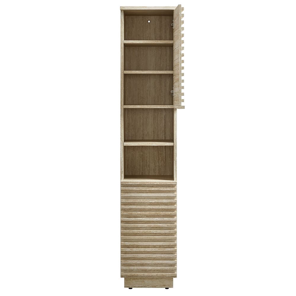 Render Tall Narrow Faux Travertine Linen Storage Cabinet in Travertine by Modway - Image 6