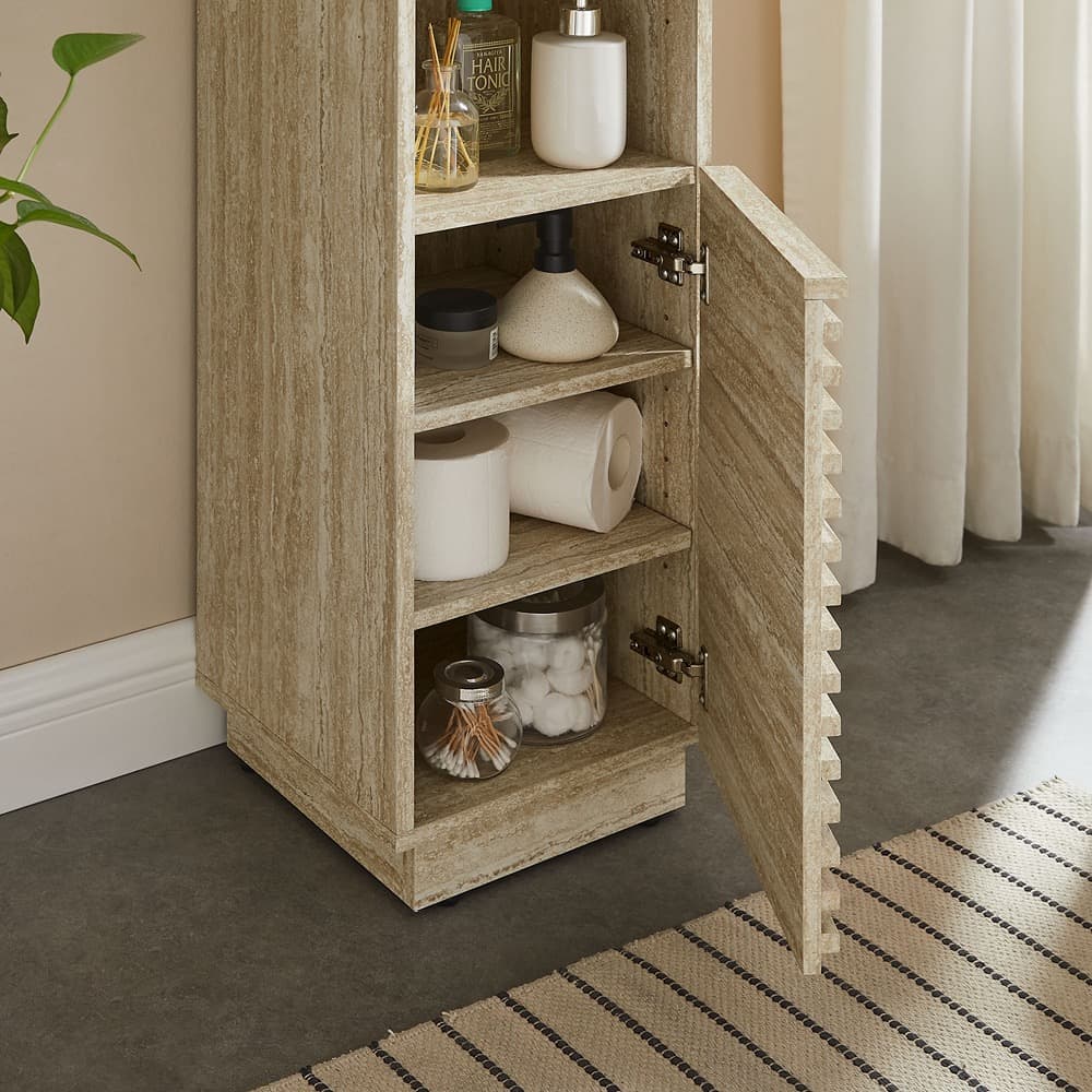 Render Tall Narrow Faux Travertine Linen Storage Cabinet in Travertine by Modway - Image 10