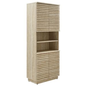 Render Tall Faux Travertine Linen Storage Cabinet in Travertine by Modway
