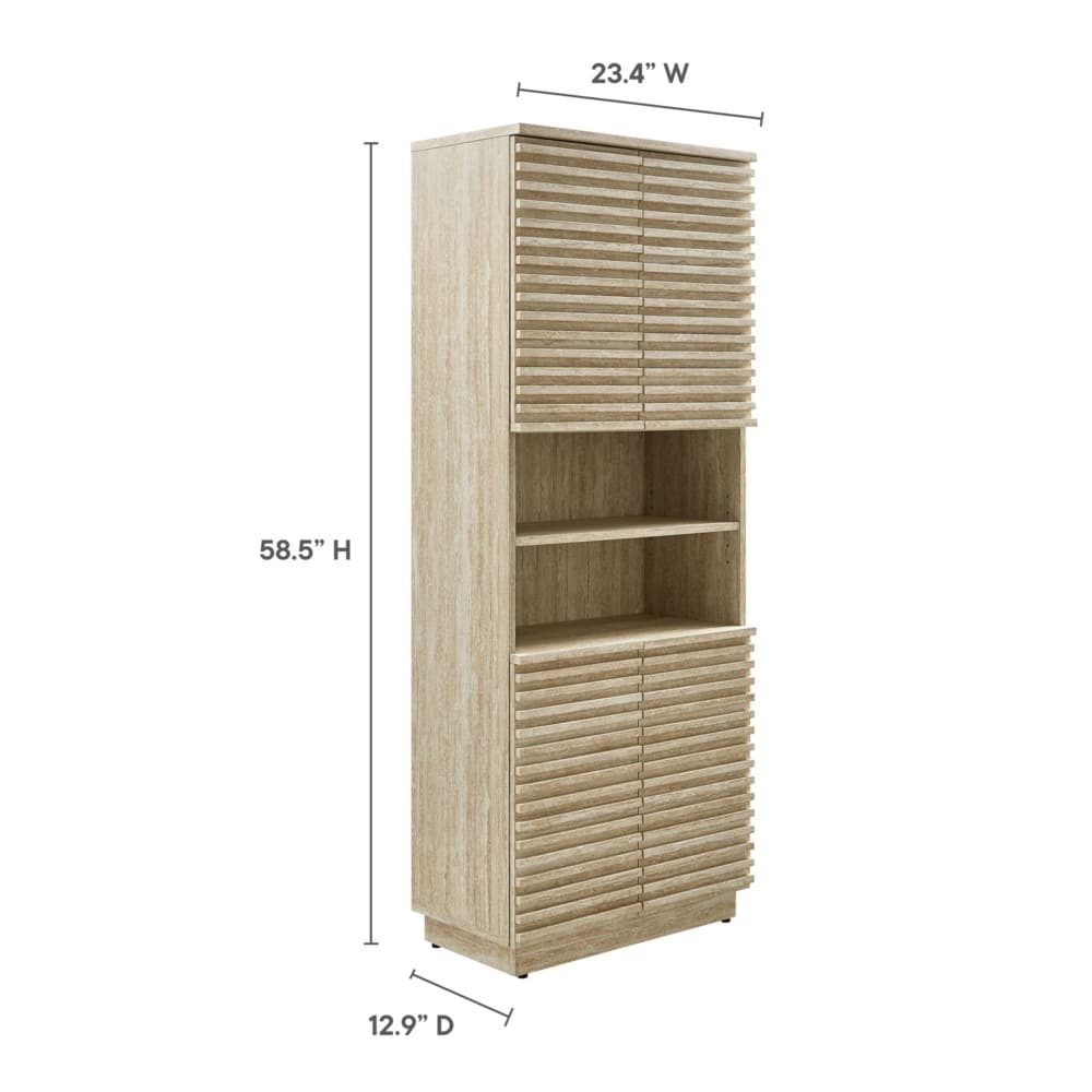 Render Tall Faux Travertine Linen Storage Cabinet in Travertine by Modway - Image 3