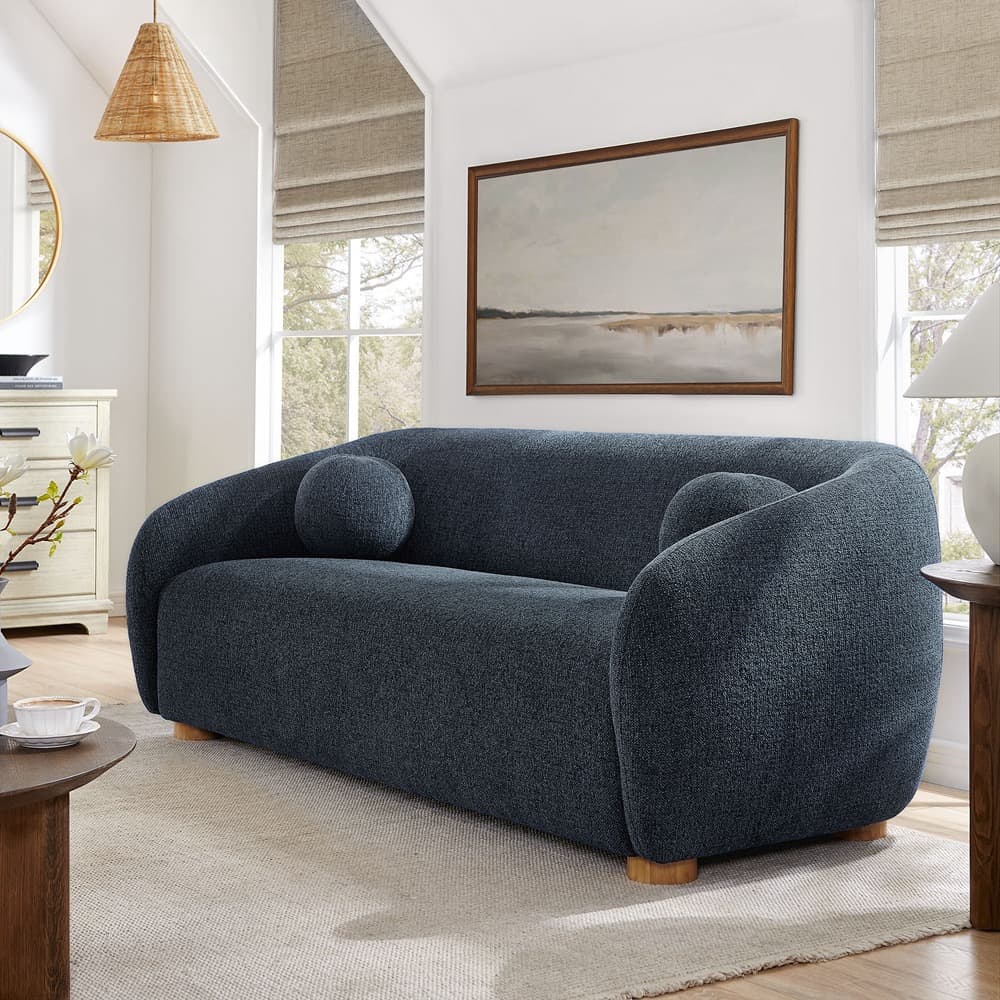 Holland 85" Chenille Fabric Sofa in Navy by Modway - Image 9