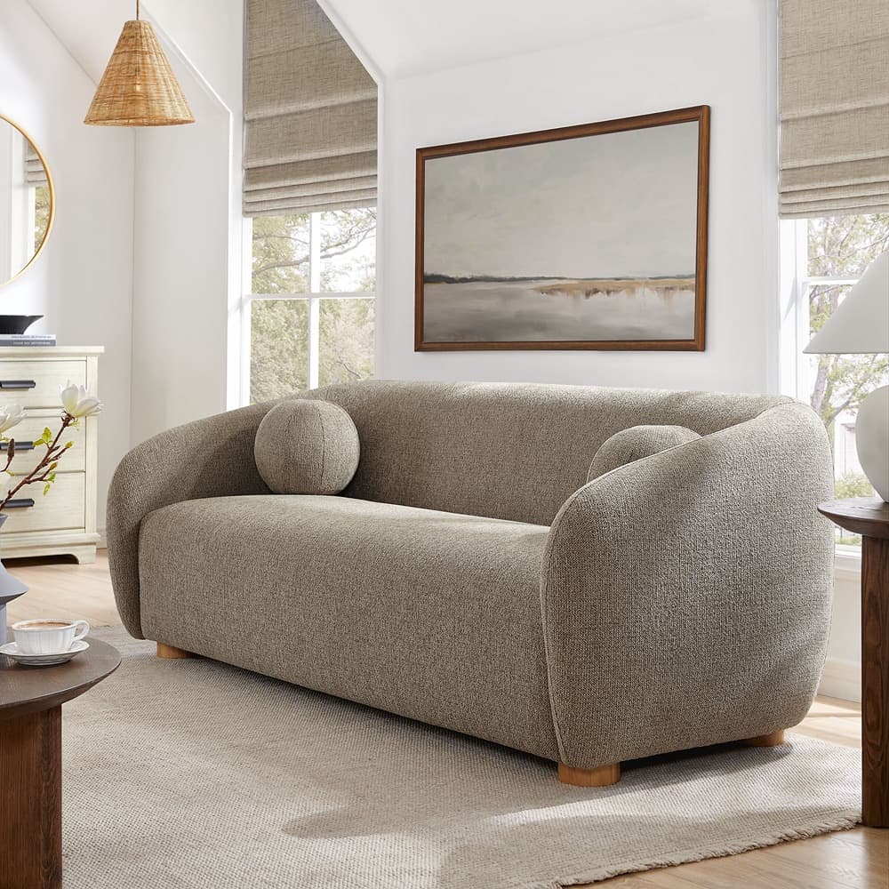 Holland 85" Chenille Fabric Sofa in Taupe by Modway - Image 9