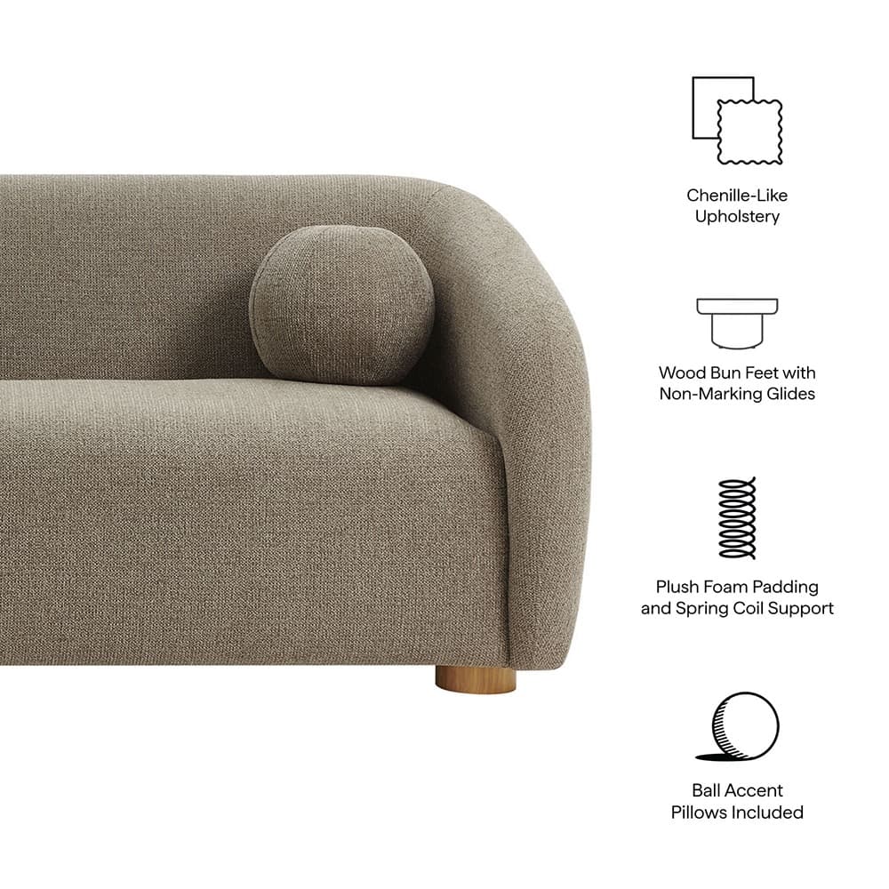 Holland 85" Chenille Fabric Sofa in Taupe by Modway - Image 2