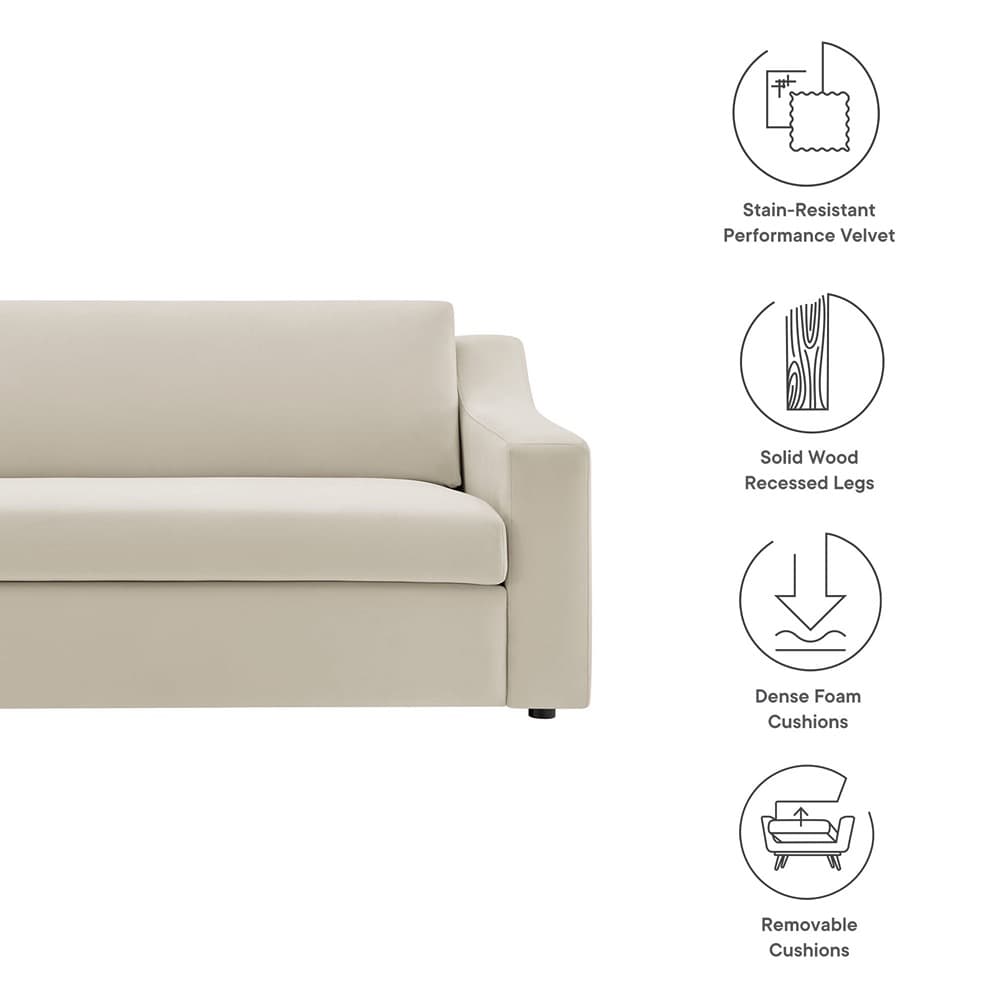 Liora Performance Velvet Sofa in Alabaster by Modway - Image 3