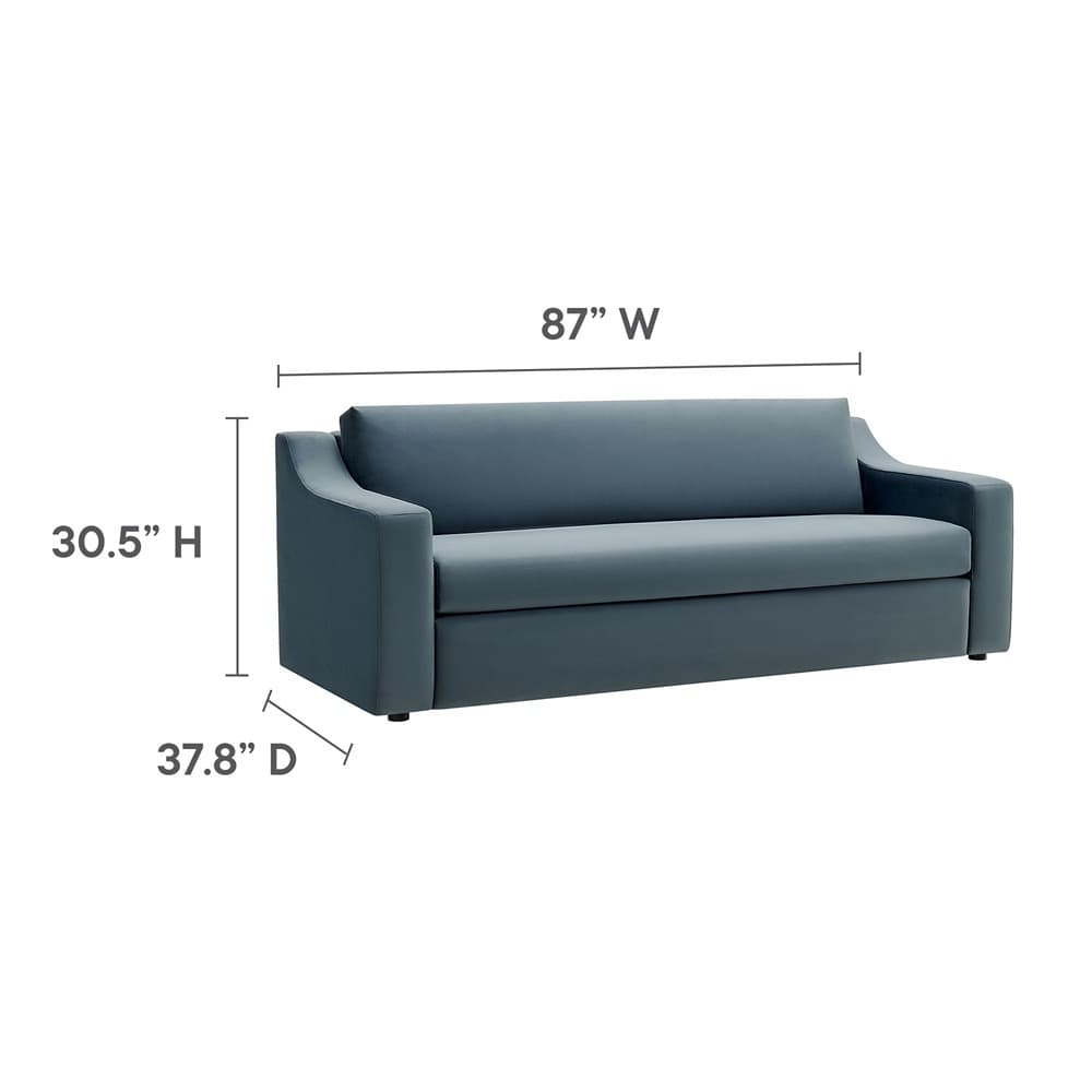 Liora Performance Velvet Sofa in Cadet Blue by Modway - Image 2