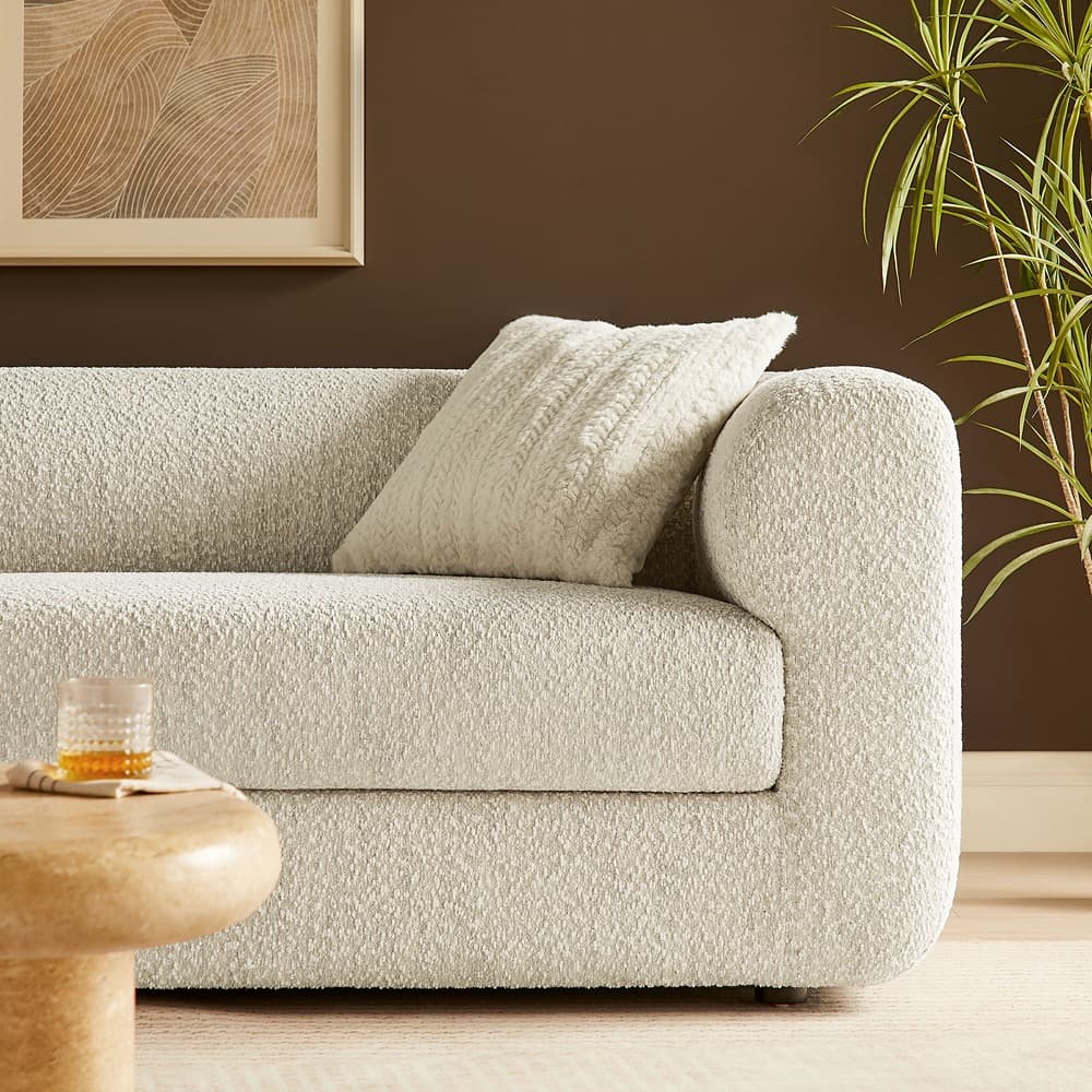 Leif 89" Boucle Upholstered Sofa in Pearl by Modway - Image 9