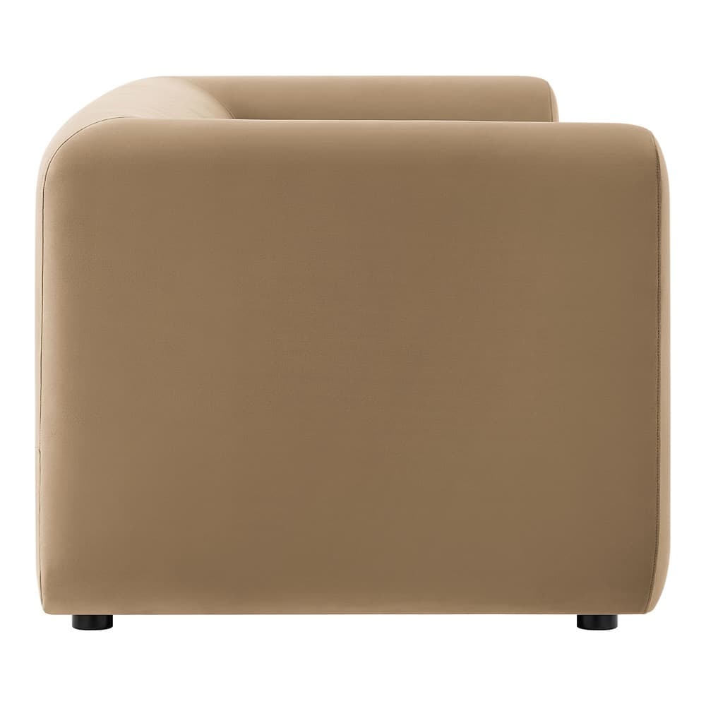 Leif 89" Performance Velvet Upholstered Sofa in Taupe by Modway - Image 4