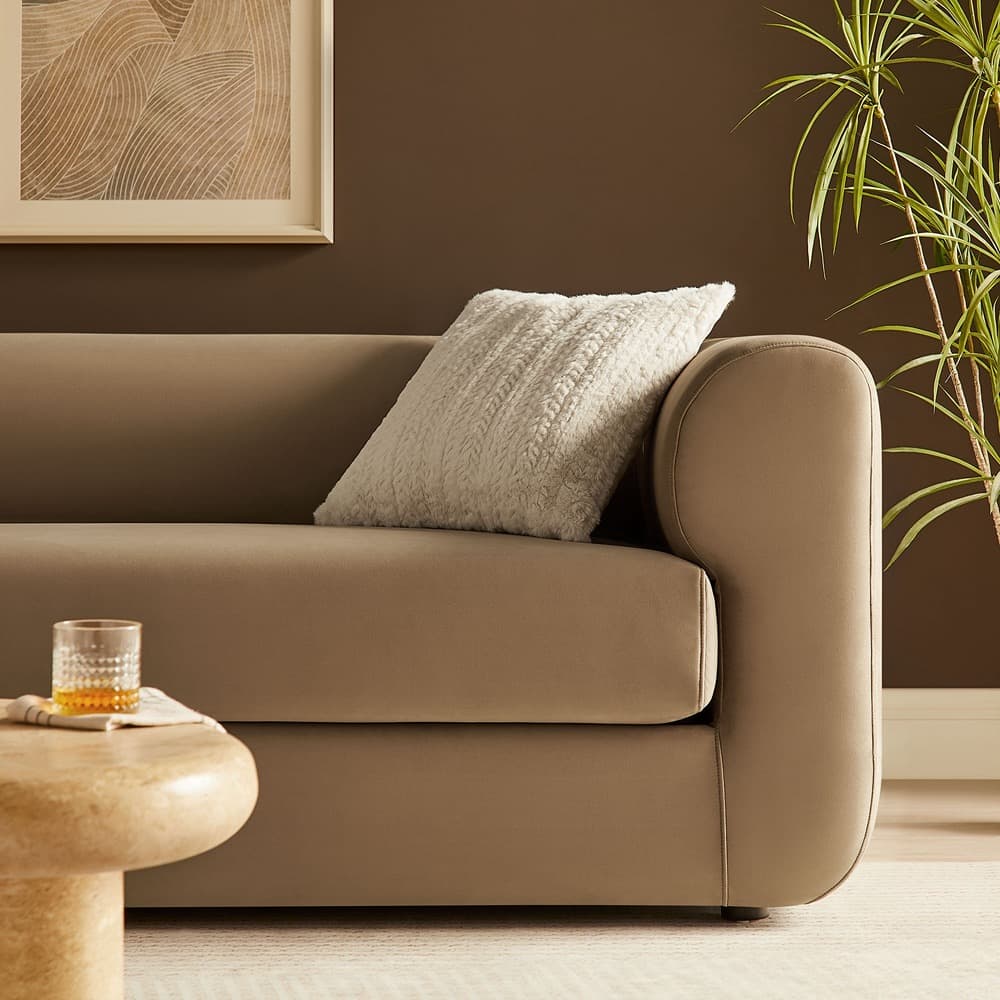 Leif 89" Performance Velvet Upholstered Sofa in Taupe by Modway - Image 9