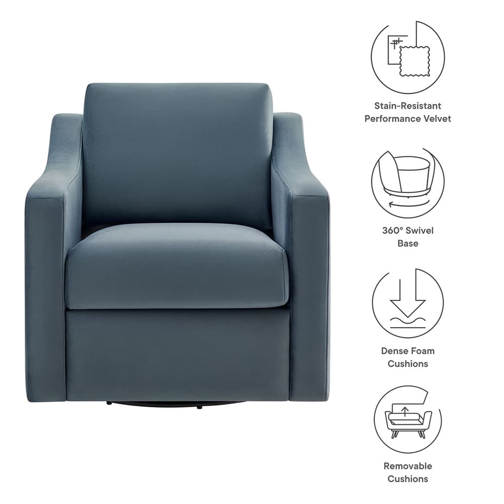 Liora Performance Velvet Armchair in Cadet Blue by Modway - Image 3