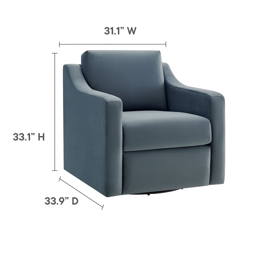 Liora Performance Velvet Armchair in Cadet Blue by Modway - Image 2