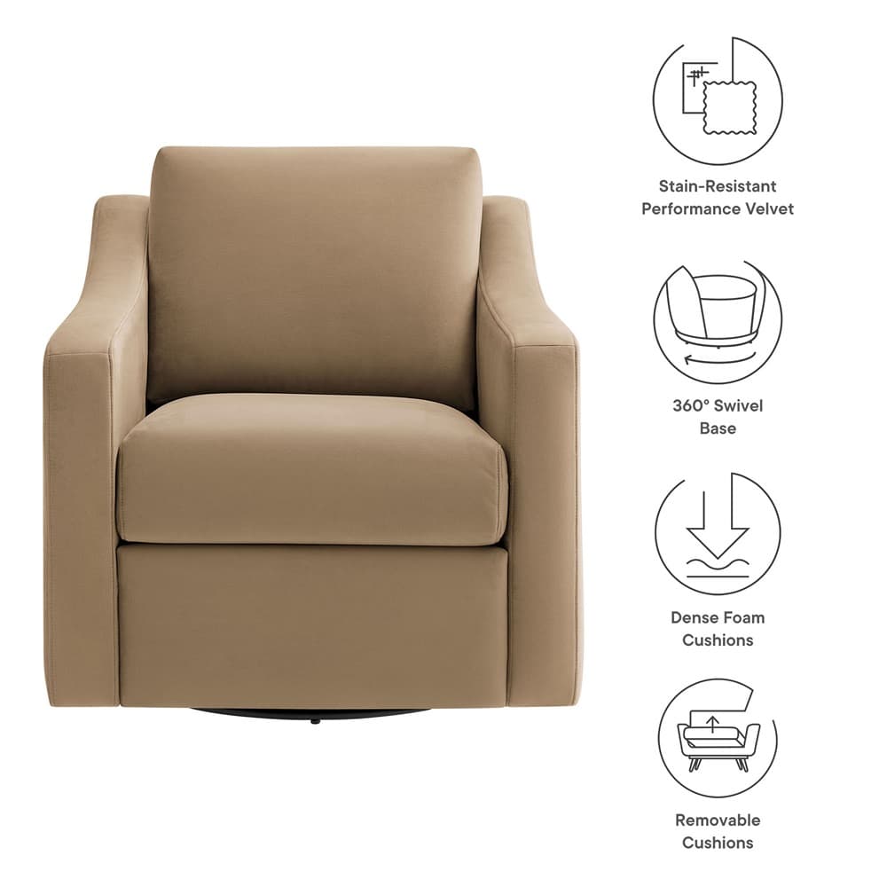Liora Performance Velvet Armchair in Taupe by Modway - Image 3