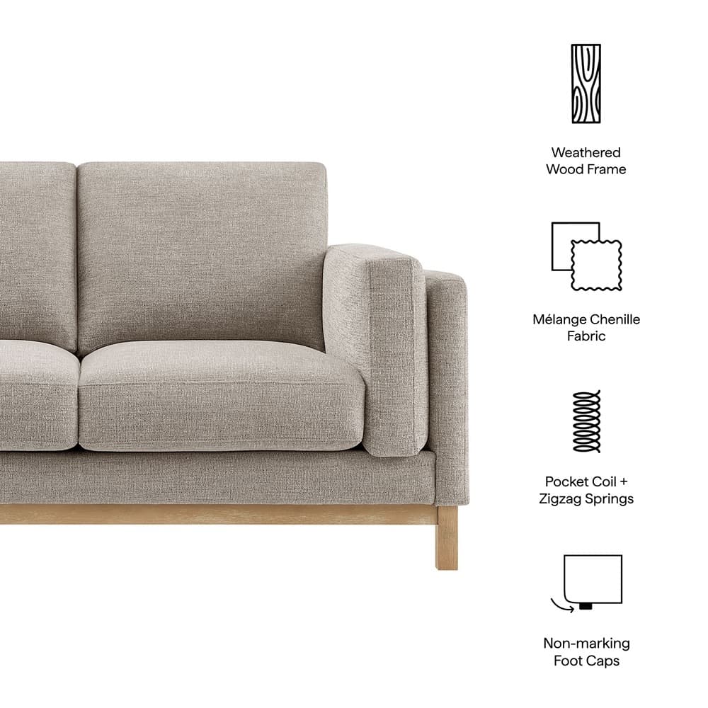 Roscoe 63 inch Fabric Loveseat in Pewter by Modway - Image 2