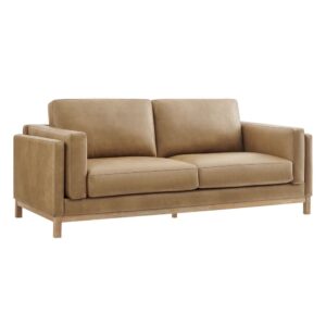 Roscoe 81 inch Vegan Leather Sofa in Toast by Modway