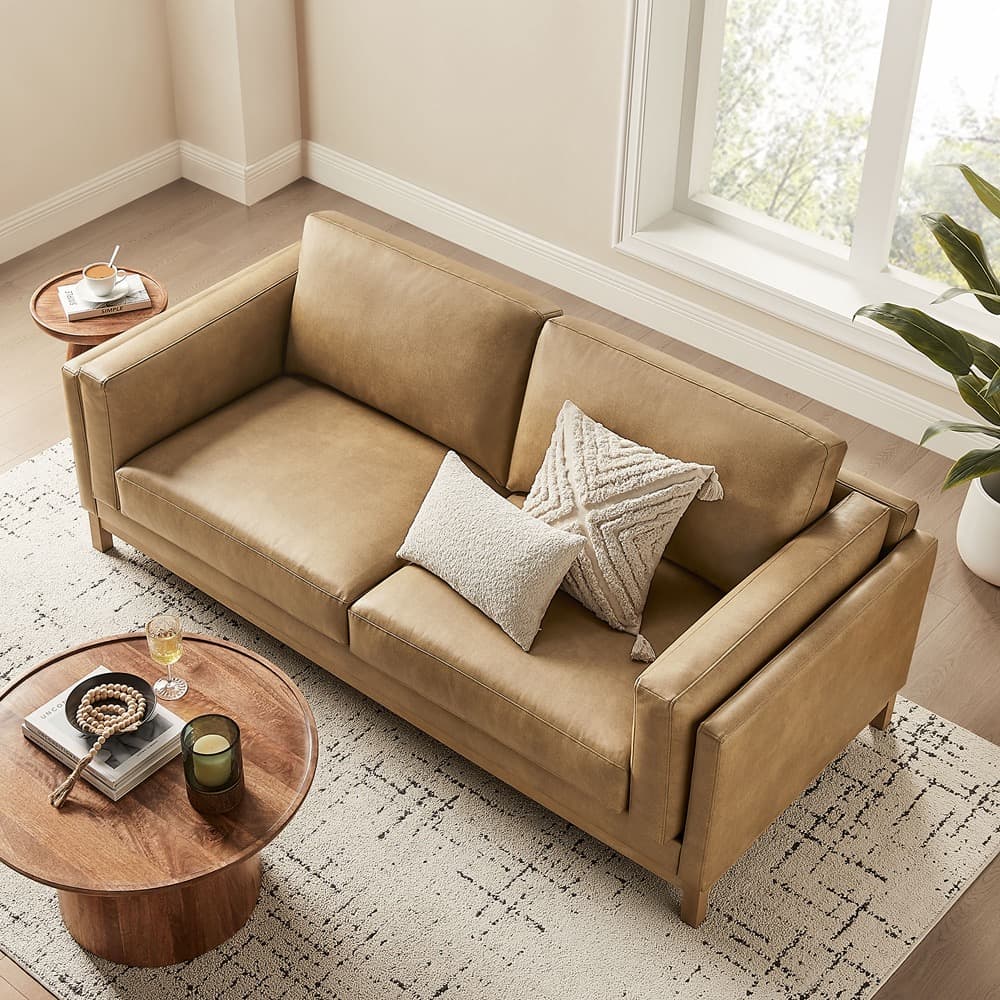 Roscoe 81 inch Vegan Leather Sofa in Toast by Modway - Image 9