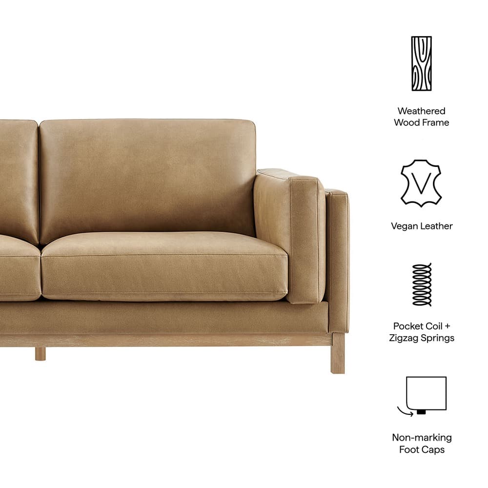 Roscoe 81 inch Vegan Leather Sofa in Toast by Modway - Image 2