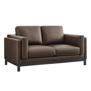 Roscoe 63 inch Vegan Leather Loveseat in Espresso by Modway