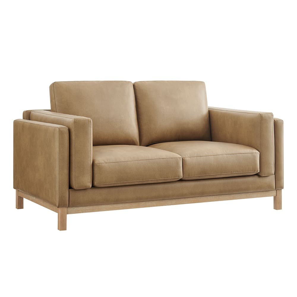 Roscoe 63 inch Vegan Leather Loveseat in Toast by Modway