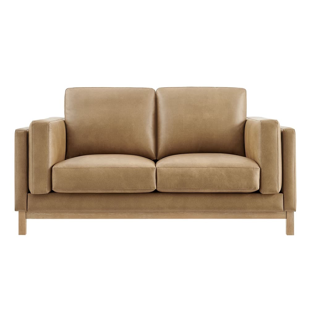 Roscoe 63 inch Vegan Leather Loveseat in Toast by Modway - Image 6
