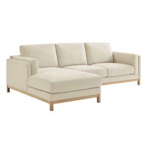 Roscoe Left-Facing Fabric Sectional Sofa with Chaise in Ivory by Modway