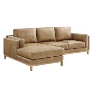 Roscoe Left-Facing Vegan Leather Sectional Sofa with Chaise in Toast by Modway