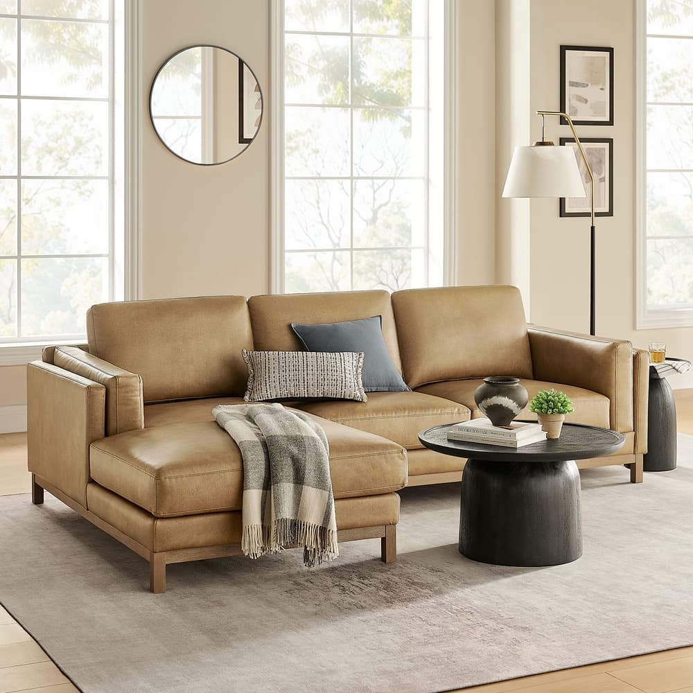 Roscoe Left-Facing Vegan Leather Sectional Sofa with Chaise in Toast by Modway - Image 5
