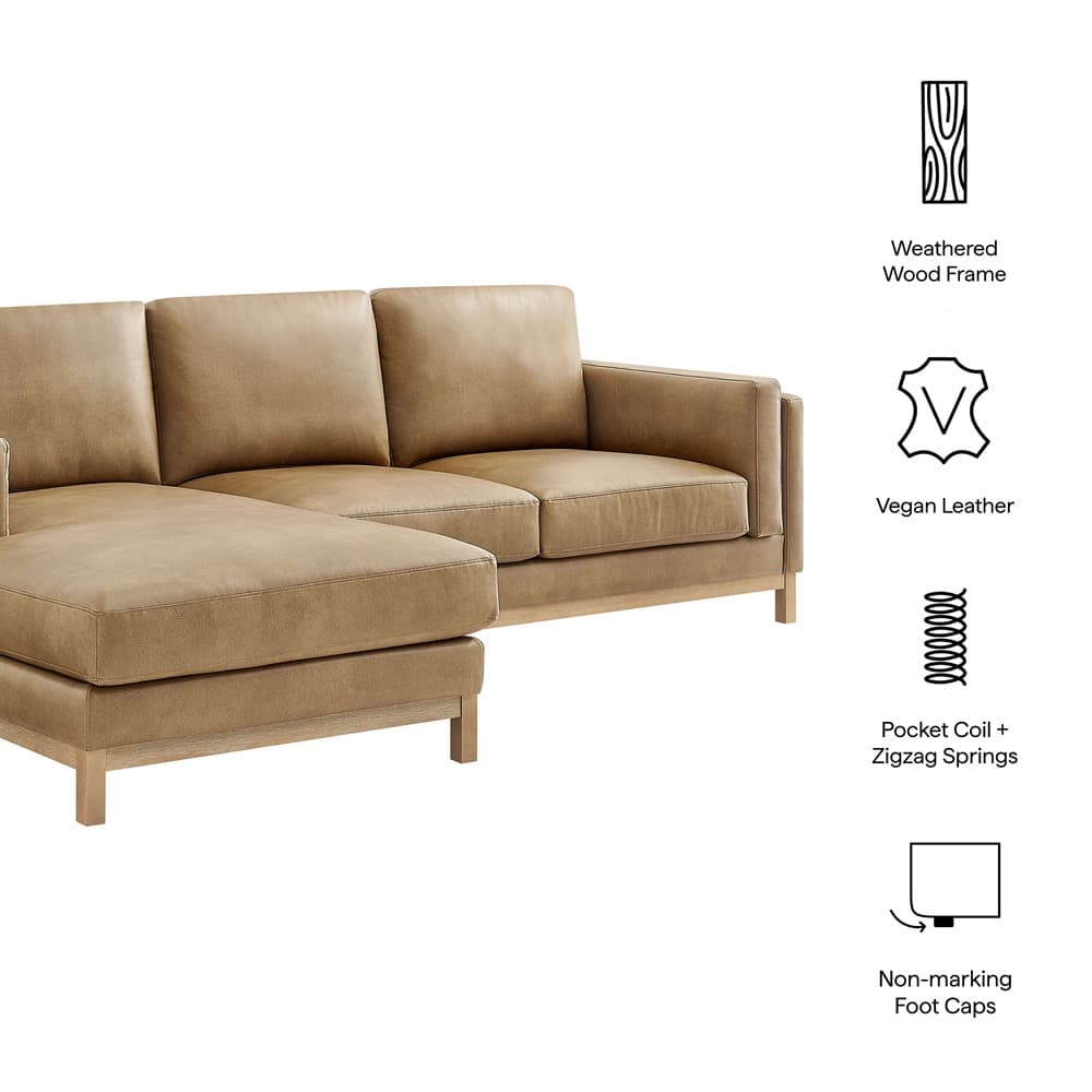 Roscoe Left-Facing Vegan Leather Sectional Sofa with Chaise in Toast by Modway - Image 2