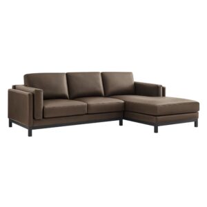 Roscoe Right-Facing Vegan Leather Sectional Sofa with Chaise in Espresso by Modway