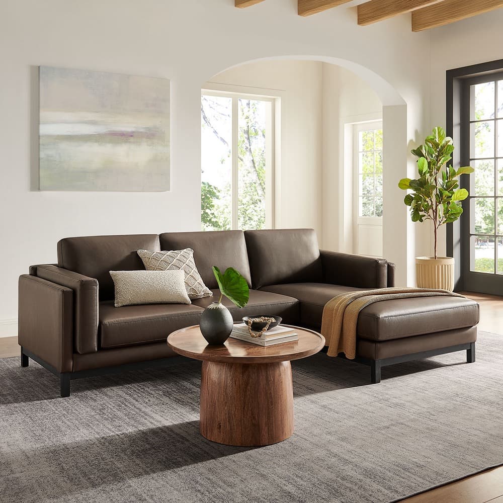 Roscoe Right-Facing Vegan Leather Sectional Sofa with Chaise in Espresso by Modway - Image 5