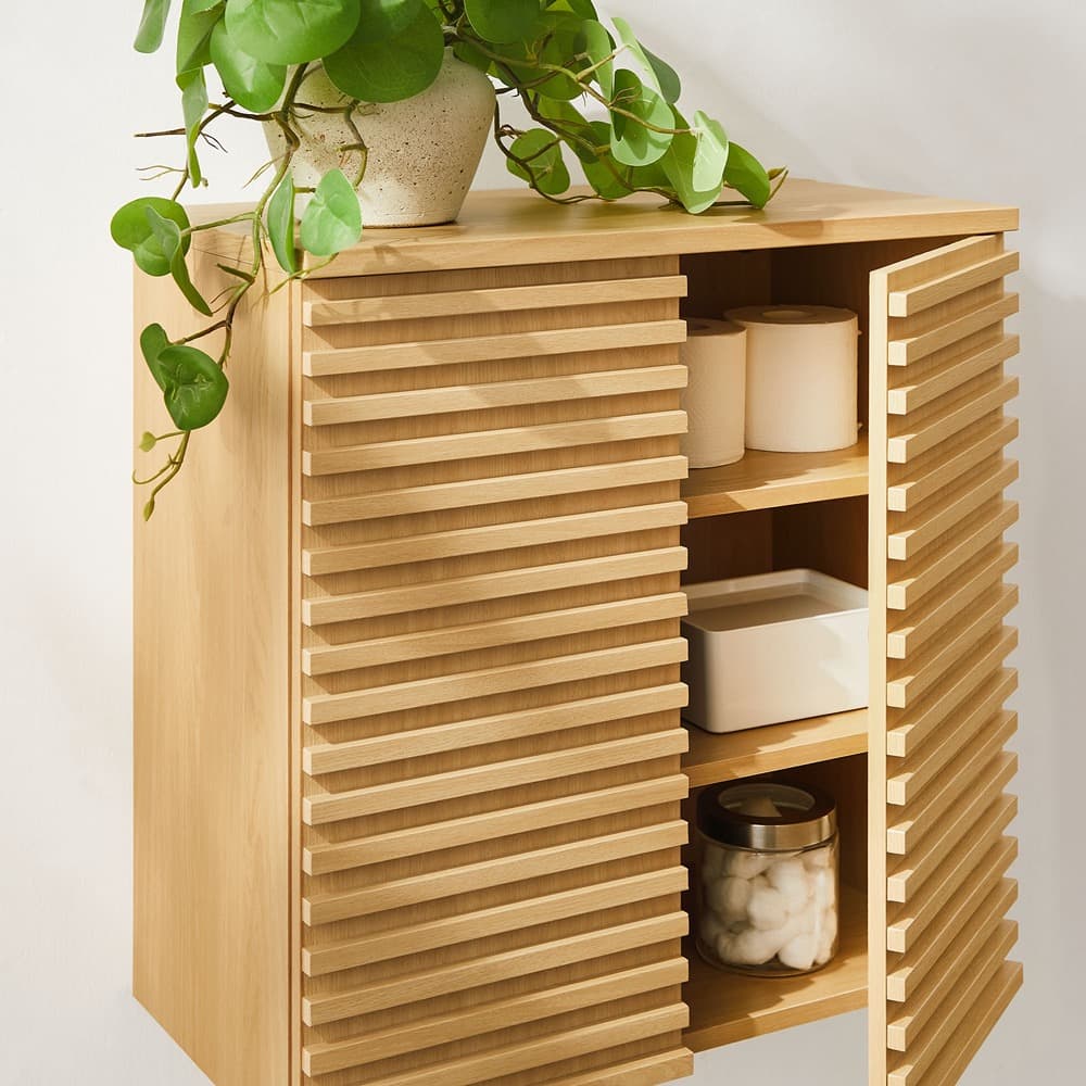 Render Wall Mounted Bathroom Cabinet in Oak by Modway - Image 9