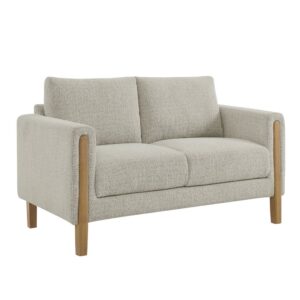 Hawken Boucle Fabric Loveseat in Parchment Beech by Modway