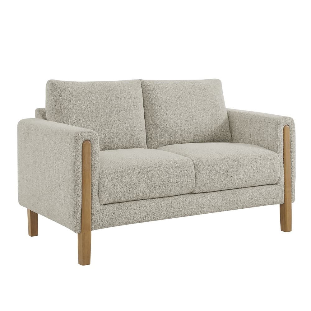 Hawken Boucle Fabric Loveseat in Parchment Beech by Modway