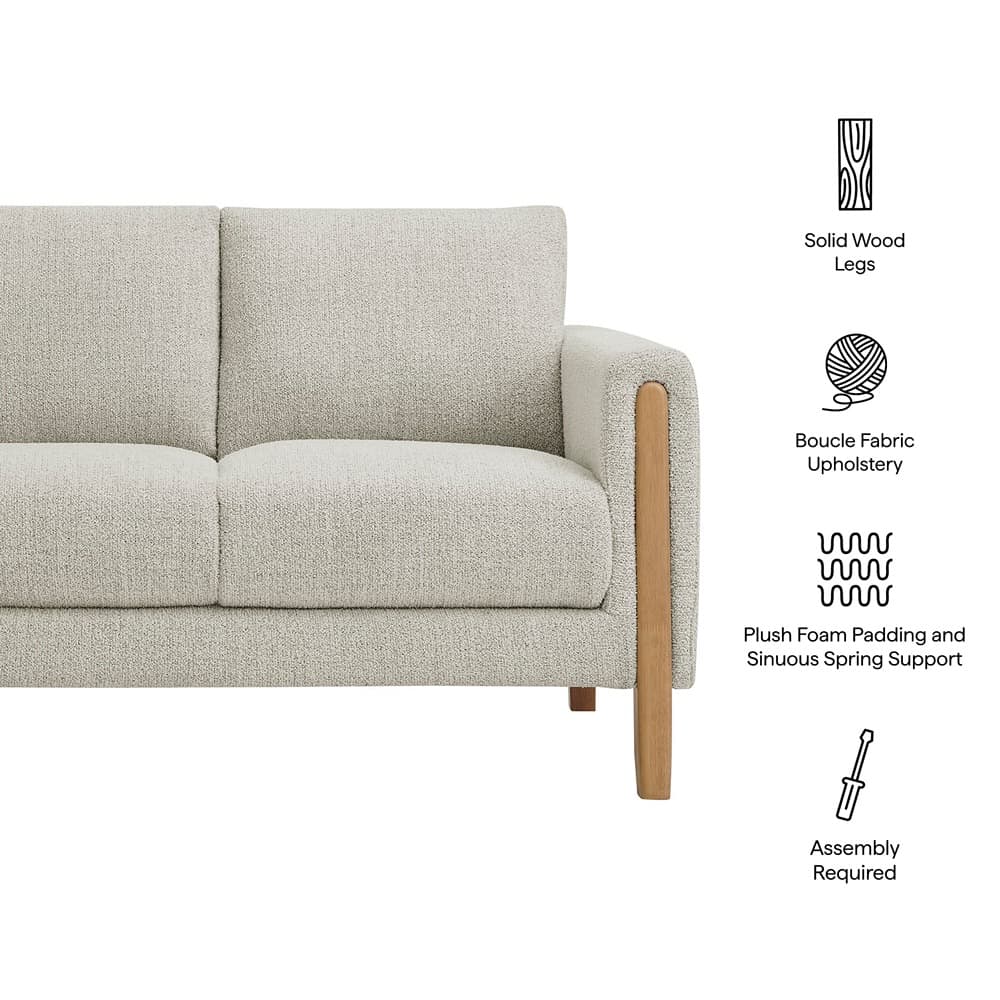 Hawken Boucle Fabric Loveseat in Parchment Beech by Modway - Image 3