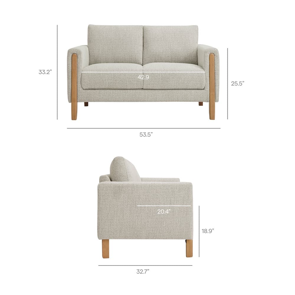 Hawken Boucle Fabric Loveseat in Parchment Beech by Modway - Image 2