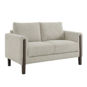 Hawken Boucle Fabric Loveseat in Parchment Espresso by Modway