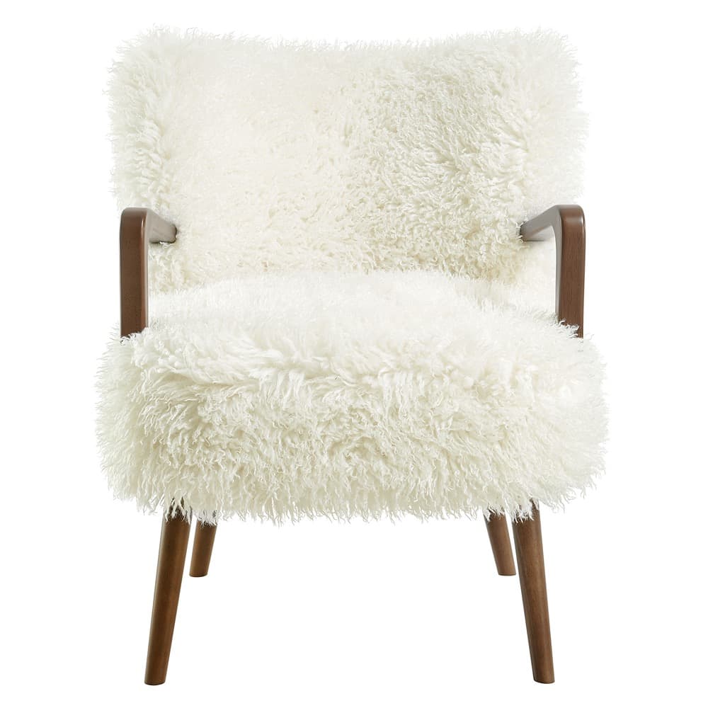 Zerra Faux Shearling Accent Armchair in White by Modway - Image 6