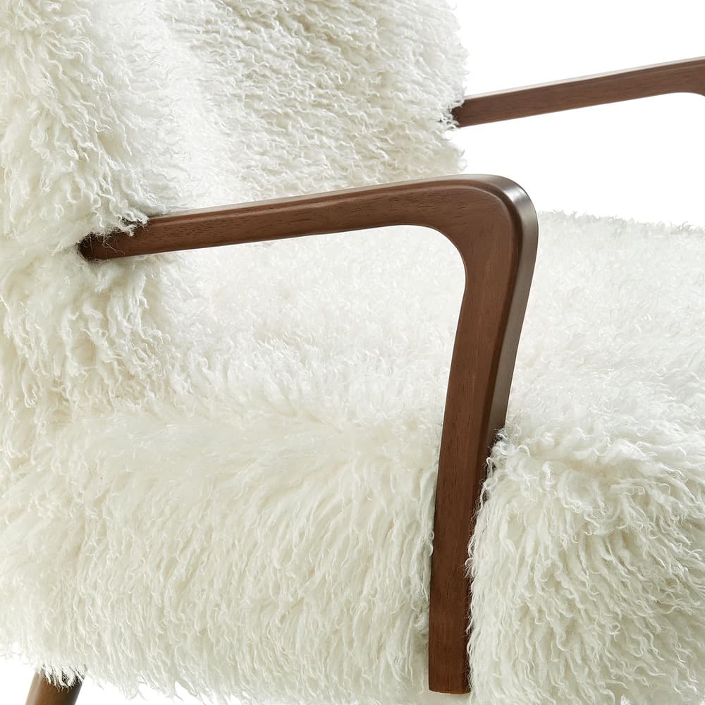 Zerra Faux Shearling Accent Armchair in White by Modway - Image 7