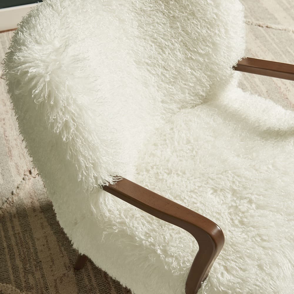 Zerra Faux Shearling Accent Armchair in White by Modway - Image 9