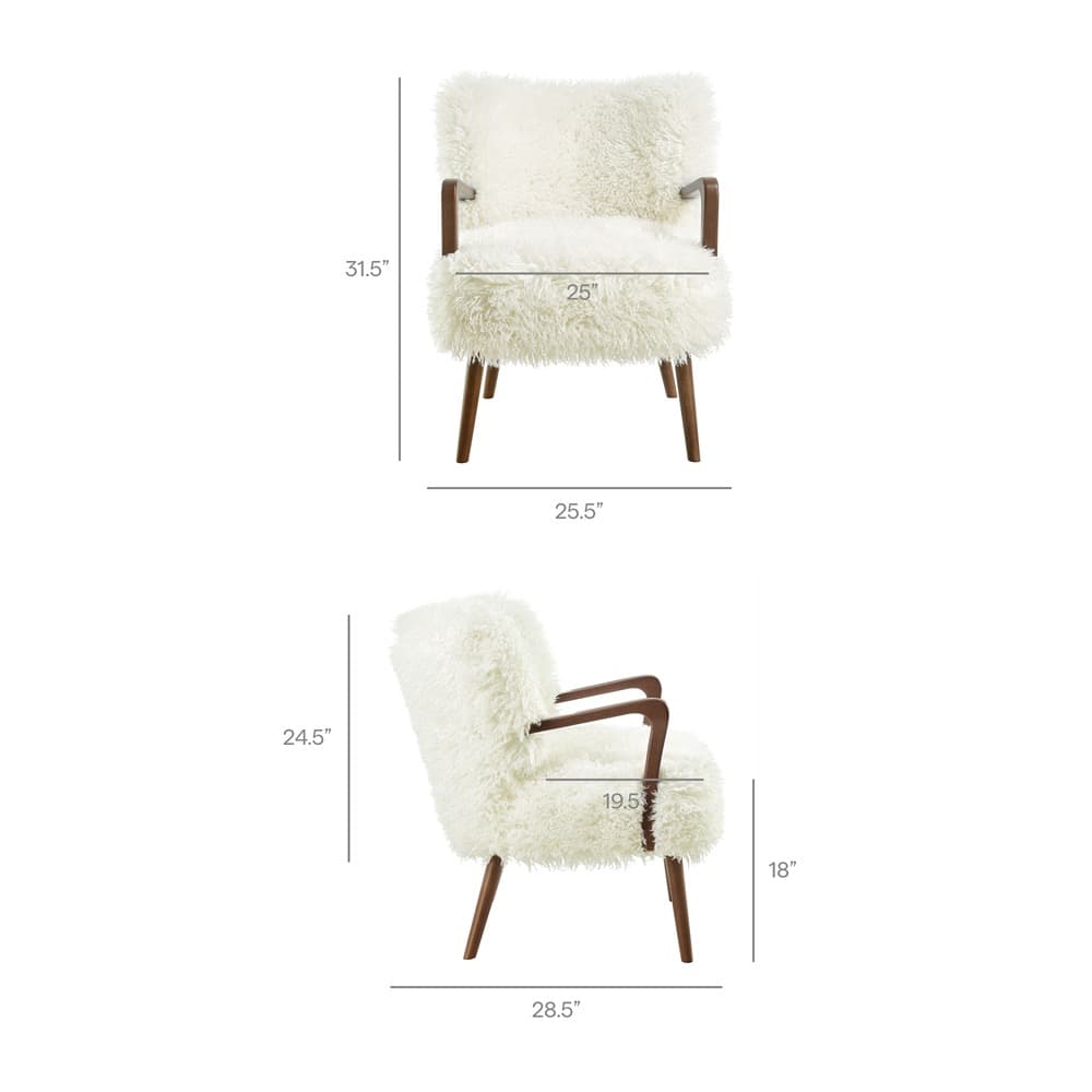 Zerra Faux Shearling Accent Armchair in White by Modway - Image 2