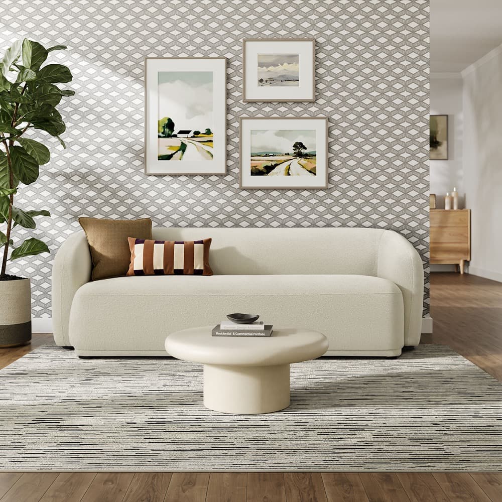 Monica 88 Inch Boucle Fabric Sofa in Cream by Modway - Image 8