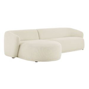Monica 2 Piece Left Facing Boucle Fabric Modular Sofa with Chaise in Cream by Modway