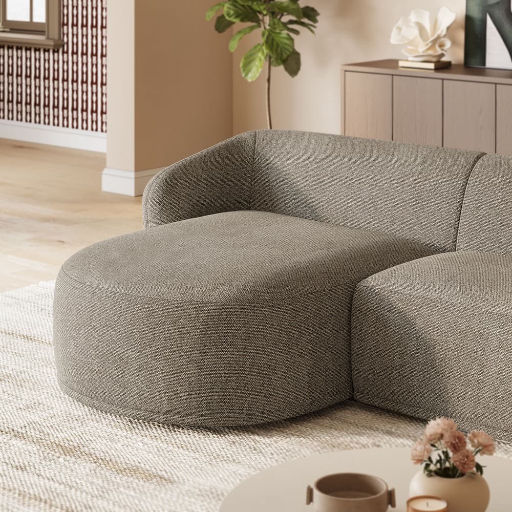 Monica 2 Piece Left Facing Boucle Fabric Modular Sofa with Chaise in Earth by Modway - Image 9