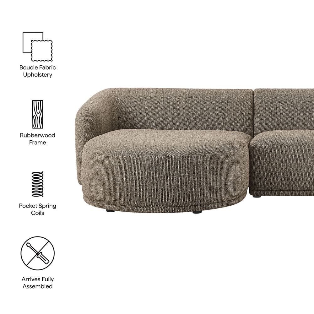 Monica 2 Piece Left Facing Boucle Fabric Modular Sofa with Chaise in Earth by Modway - Image 2