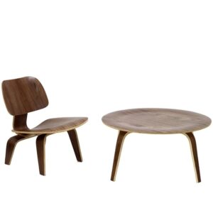 Fathom 2-Piece Chair and Table Set in Walnut by Modway