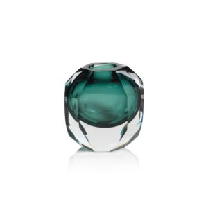 Aman Emerald Cut Glass Vase by Zodax