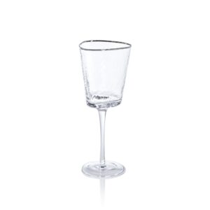 Aperitivo Triangular Wine Glass, Clear with Platinum Rim by Zodax