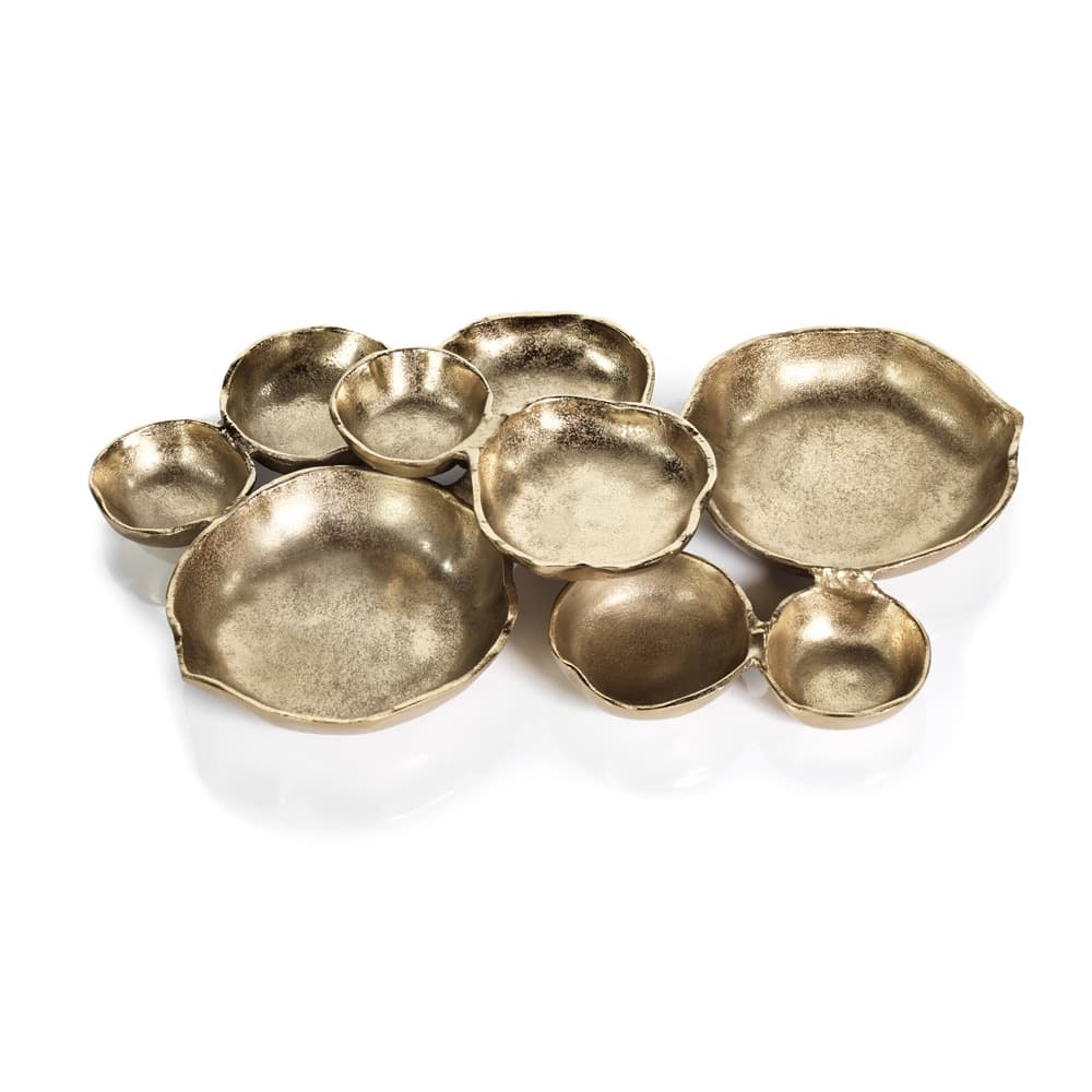Cluster of Nine Dark Gold Serving Bowls by Zodax