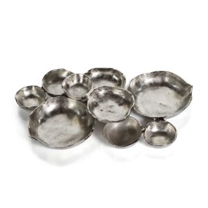 Cluster of Nine Nickel Serving Bowls by Zodax